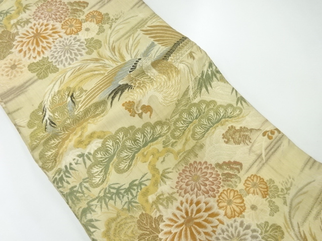 アンティーク　鳳凰に松模様織出し丸帯（材料）